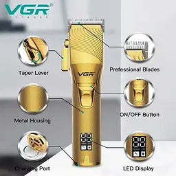 Професійна акумуляторна машинка для стрижки волосся VGR V-280 з дисплеєм та насадками - мініатюра 5