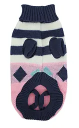 Светр для собак та котів EcoToys Stripe L рожевий біло-синя смужка A: 30 см B: 28 см C: 18 см 6909 - мініатюра 2