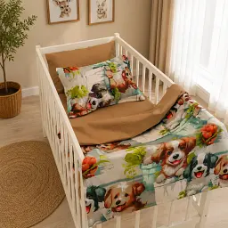 Комплект постільної білизни Ranforce Elite MirSon LITTLE KIDS Puppy Garden 110 x 140 см (2200013681694)