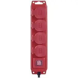 Фільтр мережевий EMOS, 4 розетки, 5 м, Red, 16А, до 3.68 кВт, заземлення, вимикач, 3x1.5 мм², IP44 (P14251)