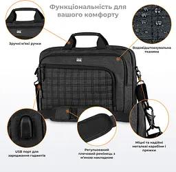 Сумка для ноутбука 16 дюймов 2E CrossSquares 16 black - мініатюра 10