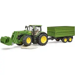 Масштабна модель автомобіля Bruder трактор John Deere 7R 350 з навантажувачем та причепом (03155) - мініатюра 4