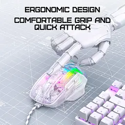 Комп'ютерна мишка Onikuma ігрова дротова для ПК C93 RGB підсвітка 12800 DPI для ноутбука прозорий корпус - мініатюра 4
