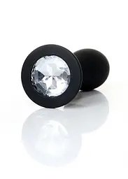 Анальна пробка - Jewellery Silicone Black Plug M Clear - мініатюра 2