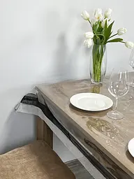 Скатертина силіконова з чорно-срібною стразовою стрічкою 360х120 см - мініатюра 5