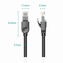 Патч-корд 3м, UTP cat 6 RJ-45 black Vention (IBNBI) - мініатюра 8