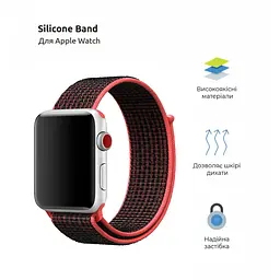 Ремінець ArmorStandart Nylon Band для Apple Watch 42 (Series 11-10)/41/40/38 Hot Pink / Grey (ARM89152) - мініатюра 2