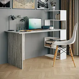 Стіл комп'ютерний Moreli Moreli Christer  1416х1226х600 мм Бетон/Білий (zg-s15-beton-white) - мініатюра 2