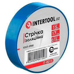 Стрічка електроізоляційна Intertool ізолента 15 м синя в упаковці 10 шт.