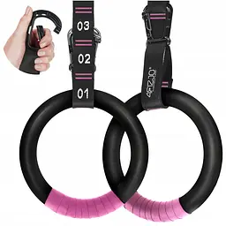 Гімнастичні кільця 4FIZJO з ABS пластику, регульовані Black/Pink (P-5905973406116) - мініатюра 2