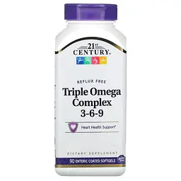 Жирні кислоти 21st Century Triple Omega Complex 3-6-9, 90 капсул