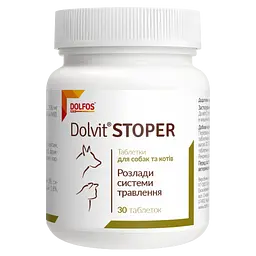 Вітамінно-мінеральна добавка Dolfos Dolvit Stoper при розладах системи травлення в собак та котів 30 таблеток (5934-40)