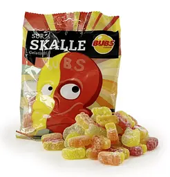 Жувальні цукерки Bubs Sur Skalle Gelatinfri Sour Skull 92г - мініатюра 3