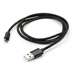 Дата кабель USB 2.0 AM to Micro 5P 1m nylon black Vinga (VCPDCMNB1BK) - мініатюра 5