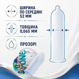Презерватив ONE Pleasure Plus, латексний презерватив з мішечком і ребристою текстурою, зі змазкою, для додаткової стимуляції - мініатюра 3