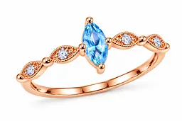 Золота каблучка Jewellery Continent з блакитним топазом "Маркіз" 14.5 (К-0924) - мініатюра 3