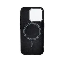 Карбоновый чехол для Apple iPhone 16 Pro, LikeCarbon2 MagCase, черный, тонкий защитный чехол-панель из поликарбоната с магнитами N52, MagSafe, противоударный, совместим с беспроводной зарядкой, приподнятые края для защиты камеры, ArmorStandart (ARM88381) - мініатюра 2