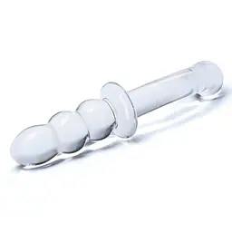 Двосторонній фалоімітатор G-Spot Glas Ribbed 20.3 см (прозорий) - мініатюра 6