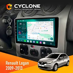Штатна магнітола Renault Logan 2009-2013 Cyclone C9-013 4x64 DSP 4G Cyclone (НФ-00007409)