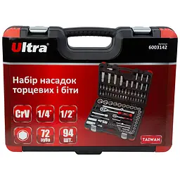 Набір насадок торцевих і біт Ultra 1/4", 1/2" 94 шт CrV Taiwan (6003142) - мініатюра 6