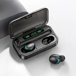 Бездротові навушники F9 TWS bluetooth 5.1 black OPM з павербанком - мініатюра 10