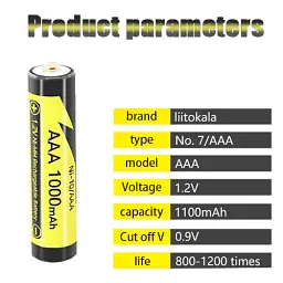 Акумулятор AAA LiitoKala Ni-10 1000 mAh мізинчиковий Ni-MH 1.2V Випуклий плюс (19320) - мініатюра 3