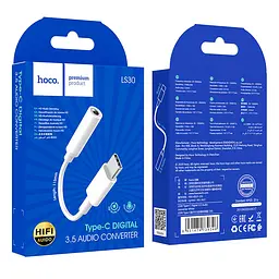 Адаптер Hoco LS30 Type-C Digital 3.5 Audio converter White - мініатюра 3