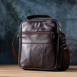Сумка з ручкою для чоловіків Vintage 22865 17х19,5х7 см Коричневий - мініатюра 9