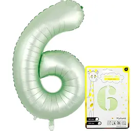 Кулька фольгована цифра 6 NB40M196 101 см Світло-мятний shop (5750000136739)