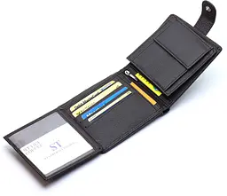 Чоловіче портмоне з натуральної шкіри ST Leather ST153 чорне 10,5 см - мініатюра 5