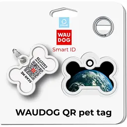 Адресник для собак і котів Waudog Smart ID з QR паспортом Земля 4х2.8 см - мініатюра 5