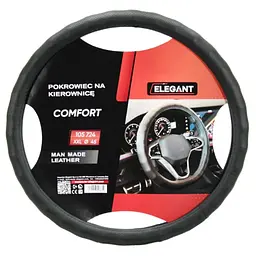 Чехол руля Elegant XXL 43-45 см Перфорація 1 шов Екожа Чорний (EL105 724)