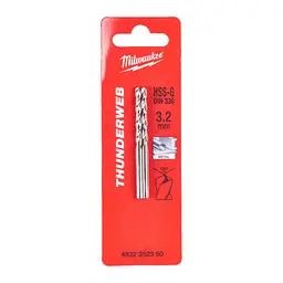 Свердло по металу THUNDERWEB HSS-G MILWAUKEE DIN338, діаметр 3,2x65х36мм, (2шт)