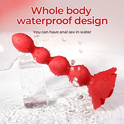 Анальна червона вібро пробка Rose rotating anal beads Boss Series 56-2025 103420 - мініатюра 4