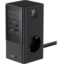 Мережевий зарядний пристрій Baseus GaN PowerCombo Tower Digital PowerStrip 35W Black E00023606113-00 [150724] - мініатюра 3