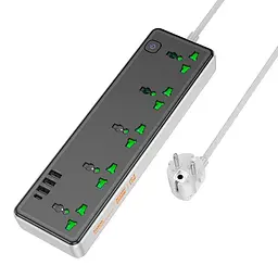 Подовжувач Hoco Talento 5-position socket AC13A 3USB/Type-C, 10A - мініатюра 2