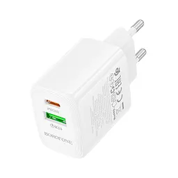 Зарядний пристрій BOROFONE BN27 Fuente 1xUSB-C PD 20 Вт + 1xUSB QC 3.0 білий (6941991120268) - мініатюра 6