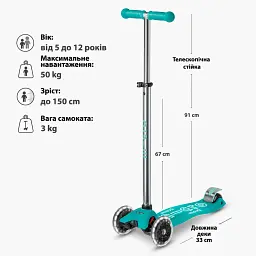 Самокат Micro Maxi Deluxe Glow LED Желейний зелений (MMD365) - мініатюра 9