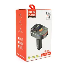 Автомобільний FM-трансмітер-модулятор Bluetooth Voltronic FMQ19EQ 3,1 А, TF, USB, PD 20 Вт - мініатюра 2