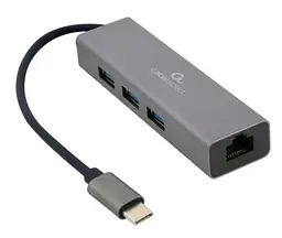 Хаб USB A-CMU3-LAN-01, Grey, Type-C 3.1 - 3xUSB 3.1 / GLan Cablexpert teh0019579