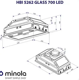 Витяжка Minola HBI 5262 BL GLASS 700 LED (повновбудована) - мініатюра 8