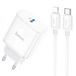 Мережевий зарядний пристрій Hoco C80A Rapido PD20W+QC3.0 charger set(Type-C to Type-C) 3.1A 1m білий