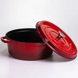 Кокотниця чавунна емальована 7,5 л, червоний Yongkang HP-FLG-7 RED - мініатюра 3