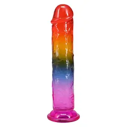 Ділдо Doc Johnson Crystal Jellies 7.5 Inch Dong Rainbow, 19.7 см - мініатюра 3
