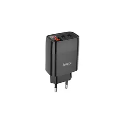 Зарядний адаптер з дисплеєм Hoco C86A Illustrious dual port charger with digital display (EU) чорний
