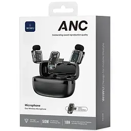 Петличний бездротовий мікрофон WM008 Dual-mic ANC Type-C Black Wiwu teh0029569 - мініатюра 2