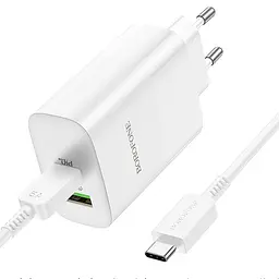 МЗП Borofone BN10 Sunlight PD65W (1USB-A/1C) + кабель Type-C to Type-C White - мініатюра 3
