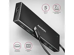 Мультипортовий адаптер AXAGON SuperSpeed Flat USB-C Black (HUE-F7C) - мініатюра 2
