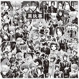 Стікерпак Темний дворецький Набір наклейок GeekLand Black Butler 75 штук