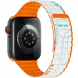 Ремінець WiWU Wi-WB010 Smart Magnetic Silicone для Apple Watch 42/44/45/49mm White/Orange [106831] - мініатюра 2
